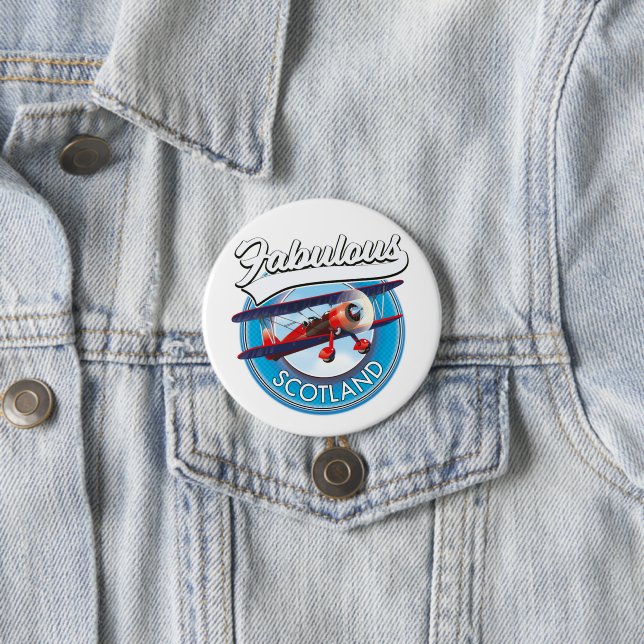 Fabulous Scotland retro style travel patch 3 Inch Round Button (In Situ)