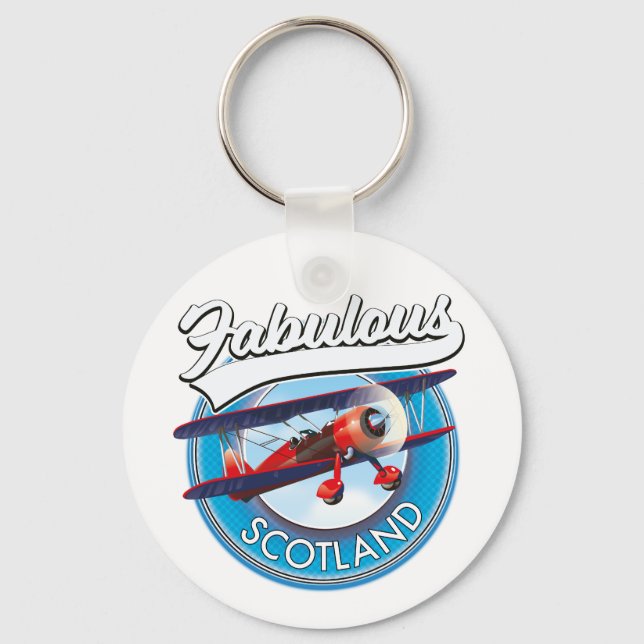 Fabulous Scotland retro style travel patch Keychain (Front)