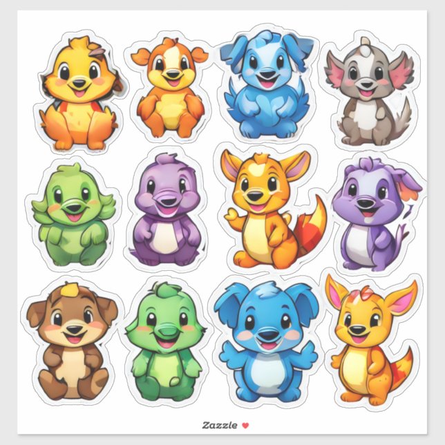 Fabulous set of cartoon animal stickers (Sheet)