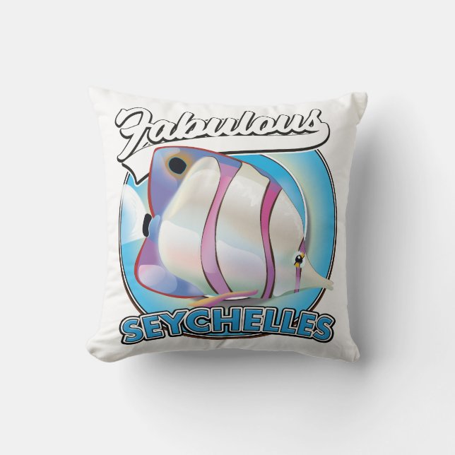 Fabulous Seychelles retro logo Throw Pillow (Front)
