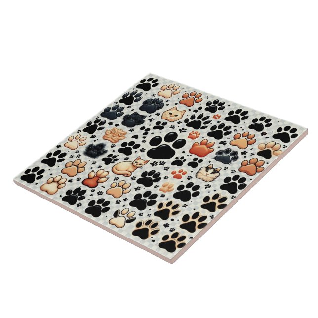  Fabulous shape coloured canine paw print  Tile (Side)