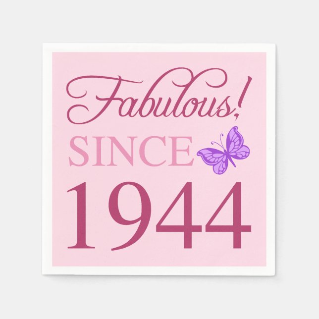 Fabulous Since 1944 80th Birthday Napkin (Front)