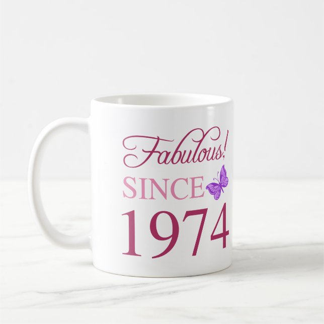 Fabulous Since 1974 50th Birthday Coffee Mug (Left)