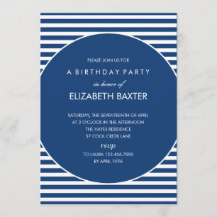 Fabulous Stripes General Party Invitation (bleu)
