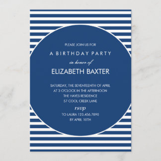 Fabulous Stripes General Party Invitation (Blue)