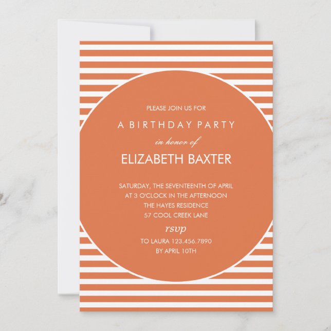 Fabulous Stripes General Party Invitation (Blue) (Front)