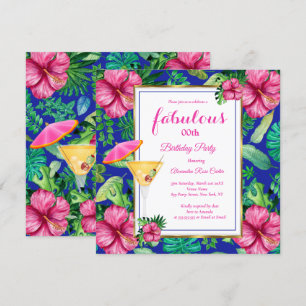 Fabulous Tropical Cocktail Floral birthday Party Invitation