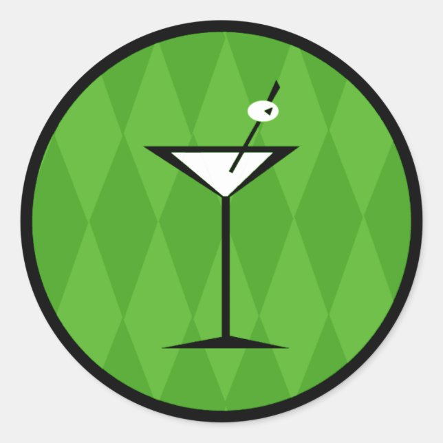 Fabulous Vintage Style Martini Classic Round Sticker (Front)