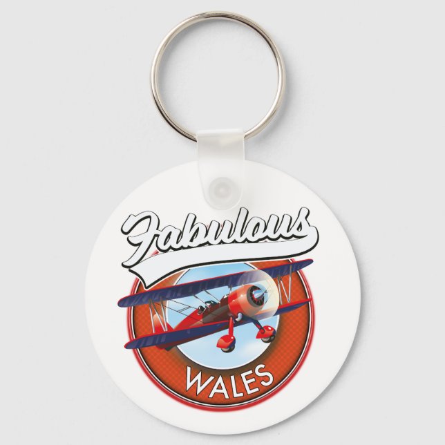 Fabulous Wales  retro style travel patch Keychain (Front)