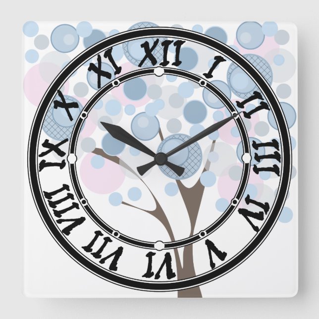 Fabulous, wood, square wall clock (Front)