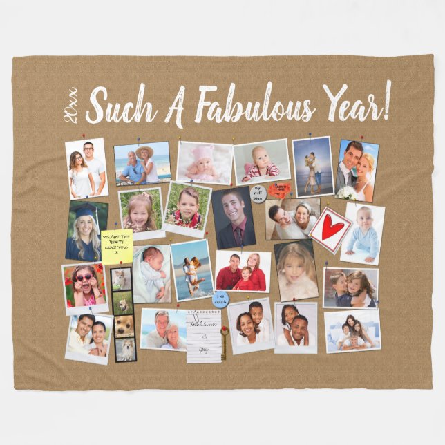 Fabulous Year Make Your Own Photo Cork Board Fleece Blanket (Front (Horizontal))