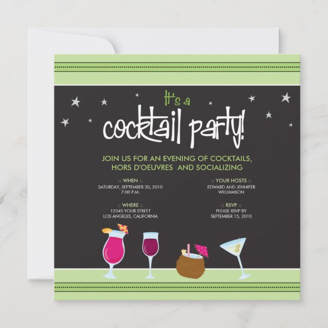 Fabulously Festive Cocktail Party (lime green) Invitation (Front)