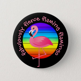 'Fabulously Fierce Flaming Flamingo' Pride 2 Inch Round Button