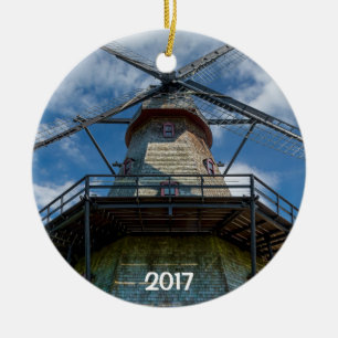 Fabyan Windmill and Fox River 2 sided ornament