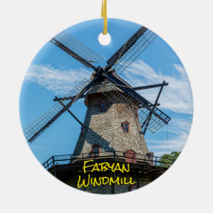 Fabyan Windmill & The Fox River, Geneva Ceramic Ornament