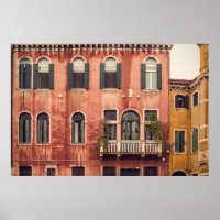 Facade of a typical old house in Venice, Italy,