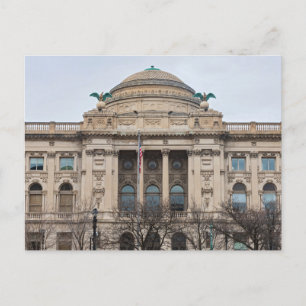 facade of landmark milwaukee public library  postc postcard
