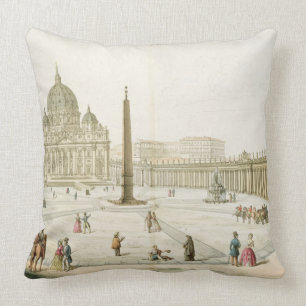 Facade of St. Peter's in Rome with the Piazza in f Throw Pillow