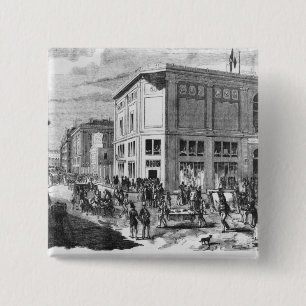 Facade of the Hotel Drouot, Paris, c.1852 (engravi 2 Inch Square Button