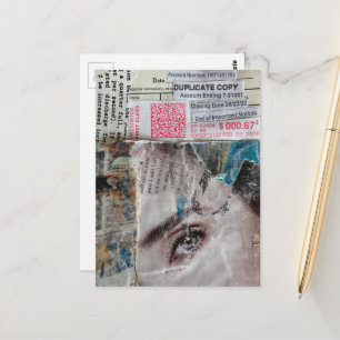 Face Account Abstract Mixed Media Collage Postcard