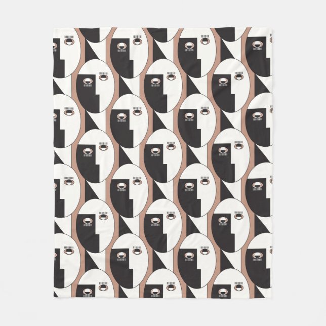 Face and eyes geometric seamless pattern fleece blanket (Front)