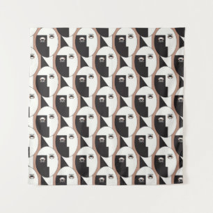 Face and eyes geometric seamless pattern tapestry