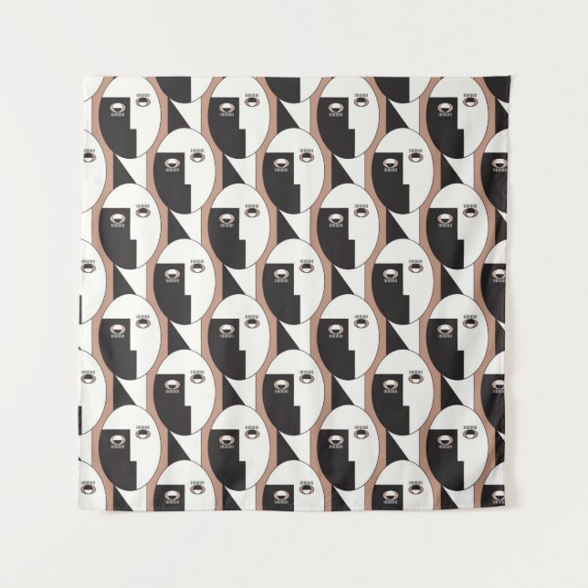 Face and eyes geometric seamless pattern tapestry (Front)