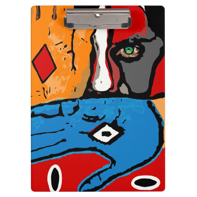 face and hands in blue and orange Clipboard (Front)
