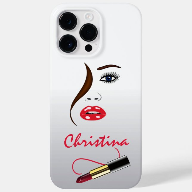 Face and Lipstick Kiss Mirror Case-Mate iPhone Case (Back)