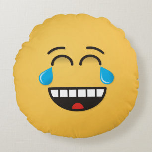 Face avec les larmes de la joie Coussin rond