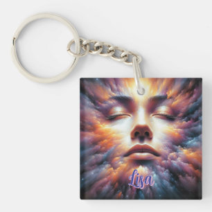 Face Blended with Colourful Clouds Keychain