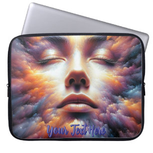 Face Blended with Colourful Clouds Laptop Sleeve