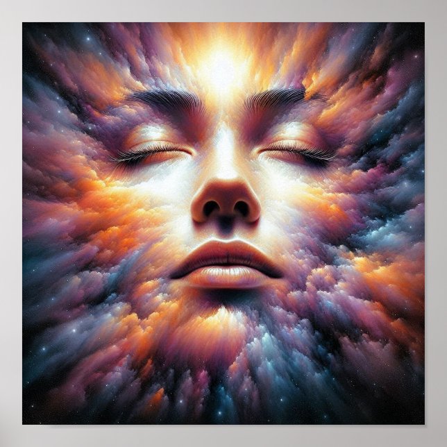 Face Blended with Colourful Clouds Poster (Front)