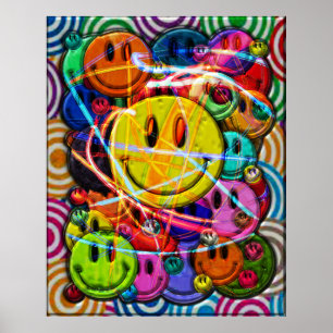 Face Buttons Abstract Design Poster