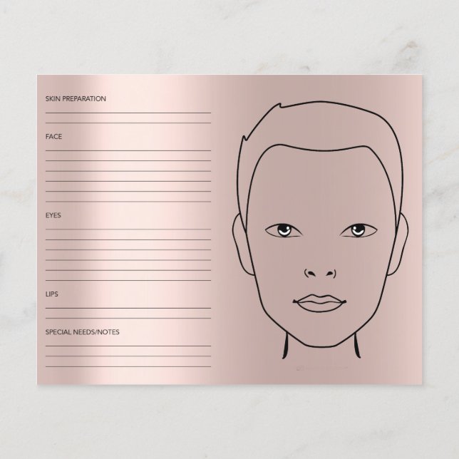 Face Chart Gender Neutral Cosmetologist Makeup Art Flyer (Back)
