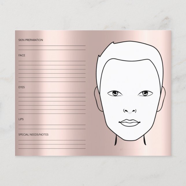 Face Chart Gender Neutral Cosmetologist Makeup Flyer (Back)