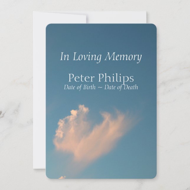 Face Cloud 3 Funeral Announcement Invitation (Front)