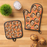 Face Custom Photo With Heart Couple Orange Oven Mitt & Pot Holder Set<br><div class="desc">Funny Custom Oven Mitt & Pot Holder Set with Your Face,  and your lover Baking Gifts for Women or Men for Kitchen Cooking,  BBQ,  Grillin faces Photo pattern,  great gifts Whether it's a housewarming,  a friend's birthday,  wedding or any occasion.</div>