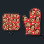 Face Custom Photo With Heart Couple Red Oven Mitt & Pot Holder Set<br><div class="desc">Funny Custom Oven Mitt & Pot Holder Set with Your Face,  and your lover Baking Gifts for Women or Men for Kitchen Cooking,  BBQ,  Grillin faces Photo pattern,  great gifts Whether it's a housewarming,  a friend's birthday,  wedding or any occasion.</div>
