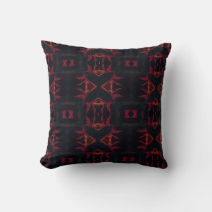 Face de chat géométrique motif acajou brun coussin