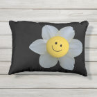 Face Flower On Black Accent Pillow