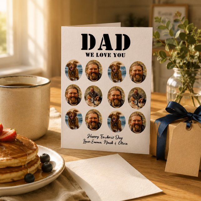  Face Funny Father's Day photo collage Card (fathers day photo collage for him dad best dad ever daddy birthday keepsake)
