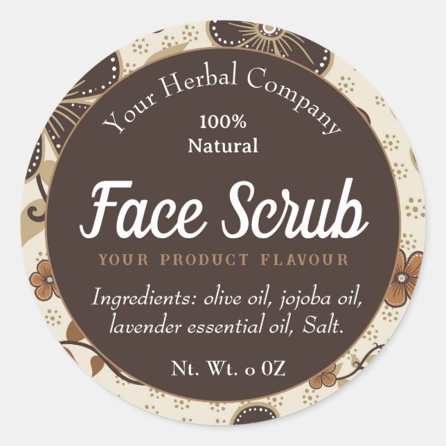 Face Herbal Scrub Sticker Label (Front)