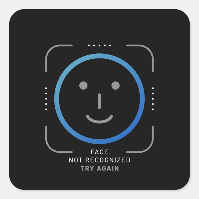 Face ID Funny Square Sticker (Front)