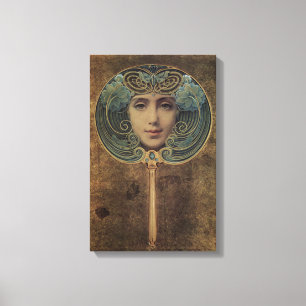 Face in Mirror Vintage Art Nouveau Canvas Art