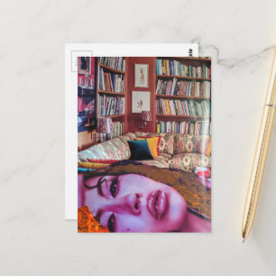 Face in the Library Room Collage Postcard