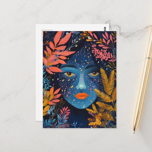 Face in the Plants Postcard (Front/Back In Situ)