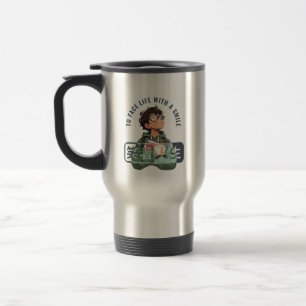 Face life with a smile travel mug
