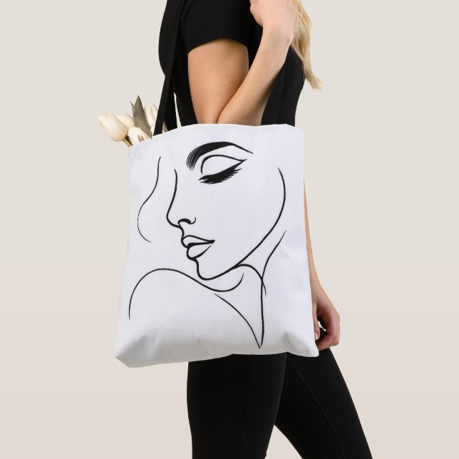 Face Line Drawing Tote Bag (Close Up)