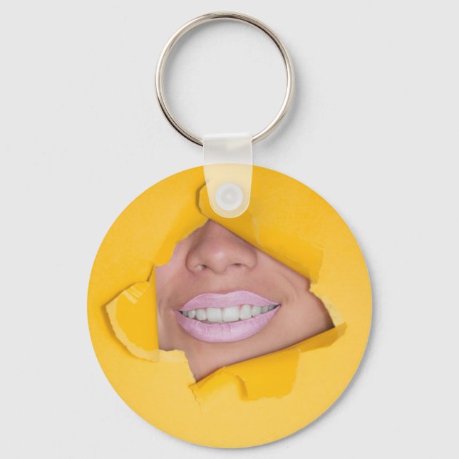 Face Lips Smile Yellow Keychain (Front)